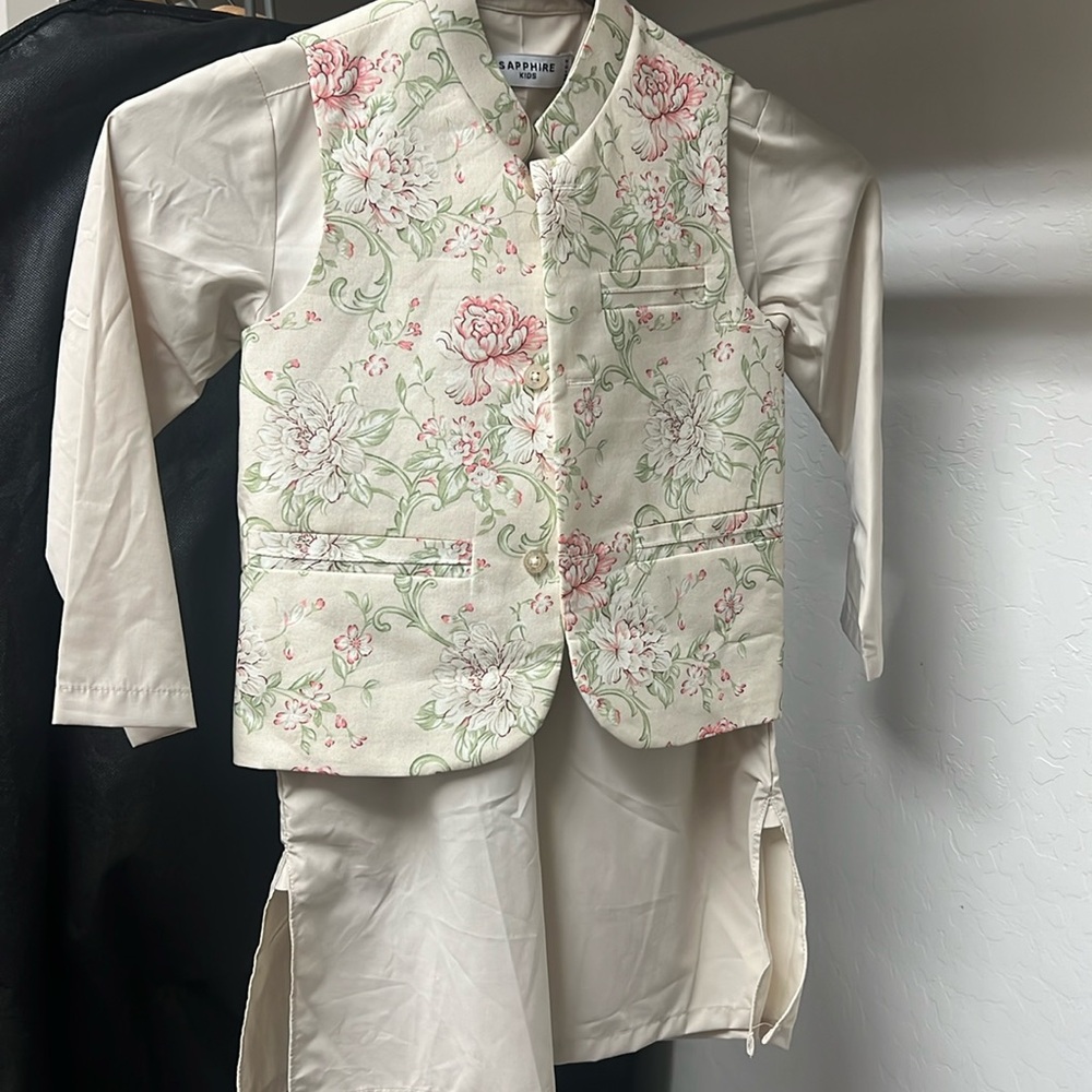 3 piece boys shalwar kameez with waistcoat